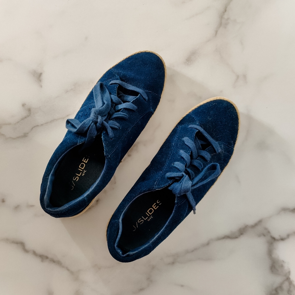 Anthropologie Suede Navy Sneakers